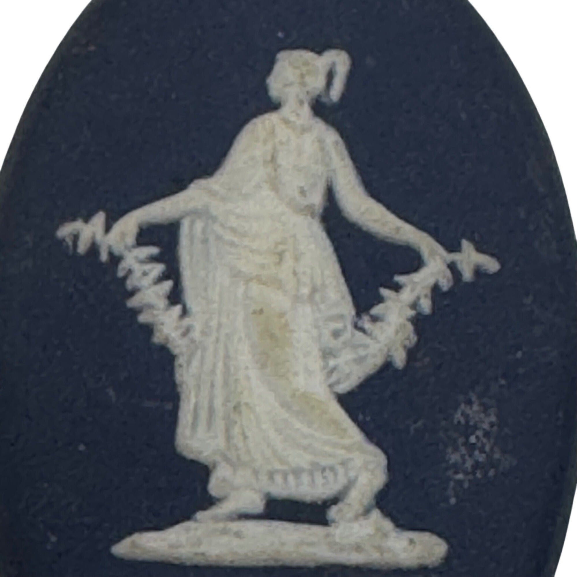 Wedgwood Jasperware Dark Blue Oval Cameo For Brooch Pendant Classical Woman VTG