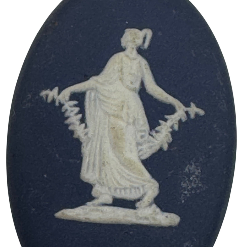 Wedgwood Jasperware Dark Blue Oval Cameo For Brooch Pendant Classical Woman VTG