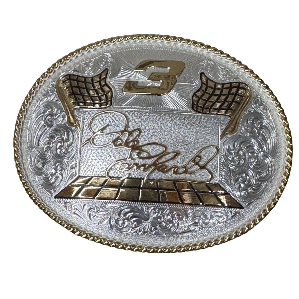 Dale Earnhardt Montana Silversmiths #3 NASCAR Belt Buckle Silver Plate New W Box