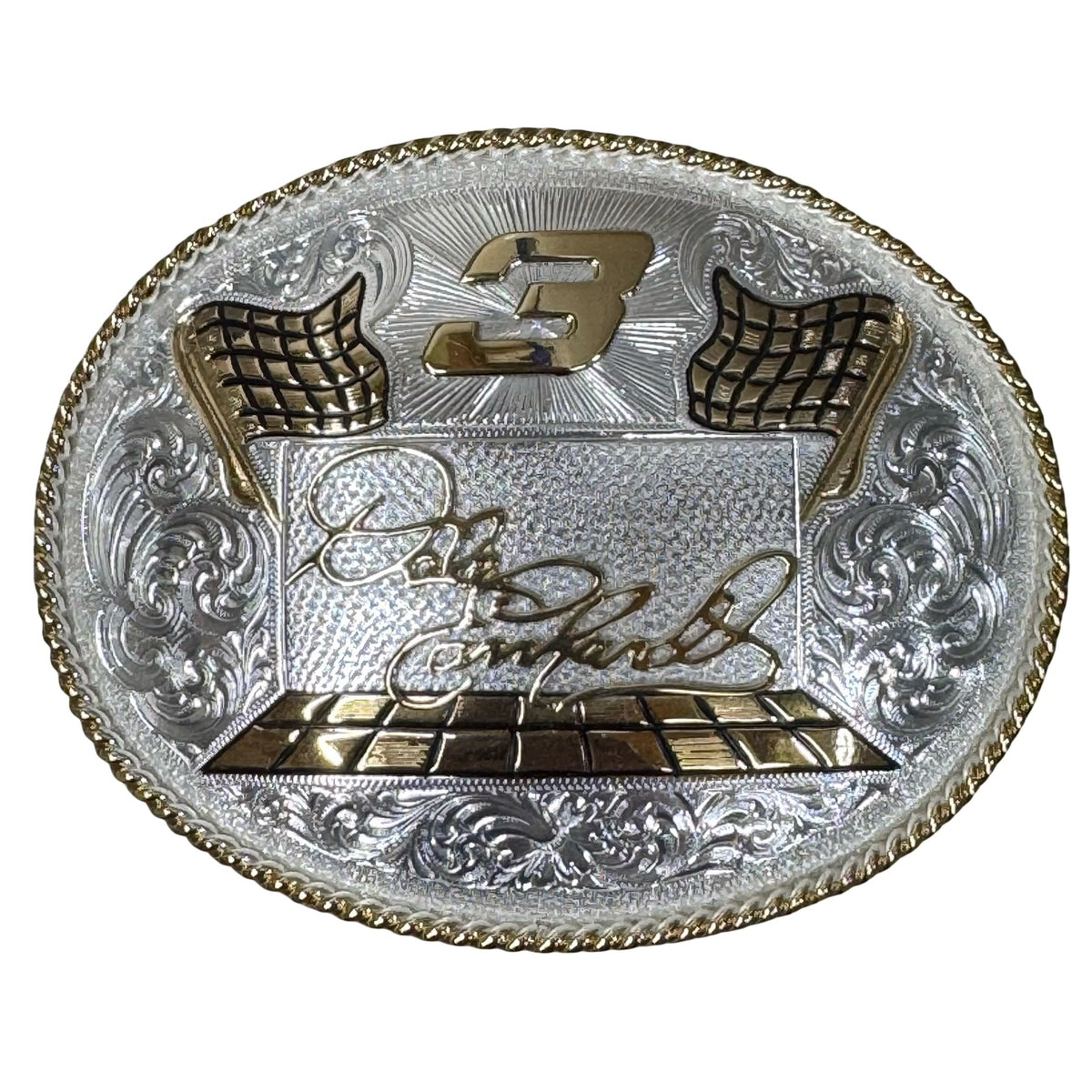 Dale Earnhardt Montana Silversmiths #3 NASCAR Belt Buckle Silver Plate New W Box