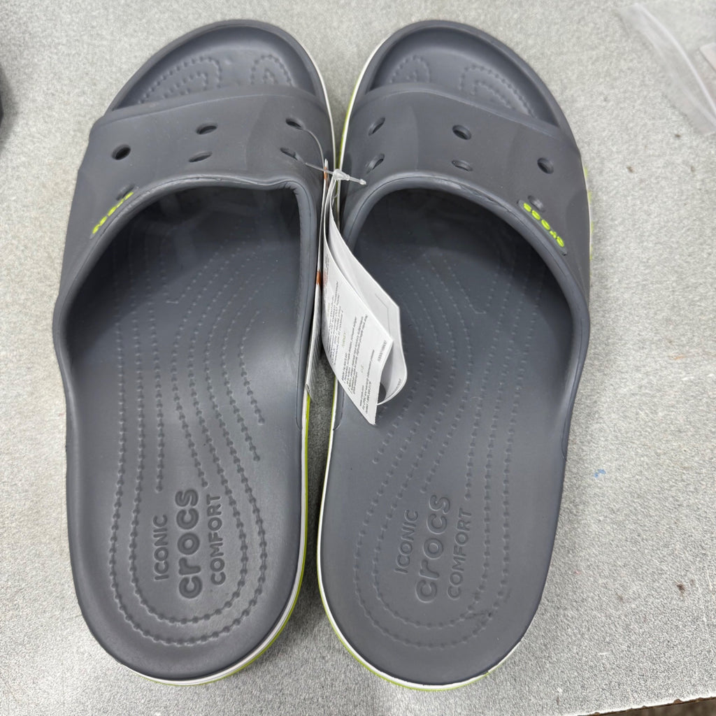 Crocs Bayaband Navy Blue Slides Neon Green Men’s Size 9 / Women’s Size 11