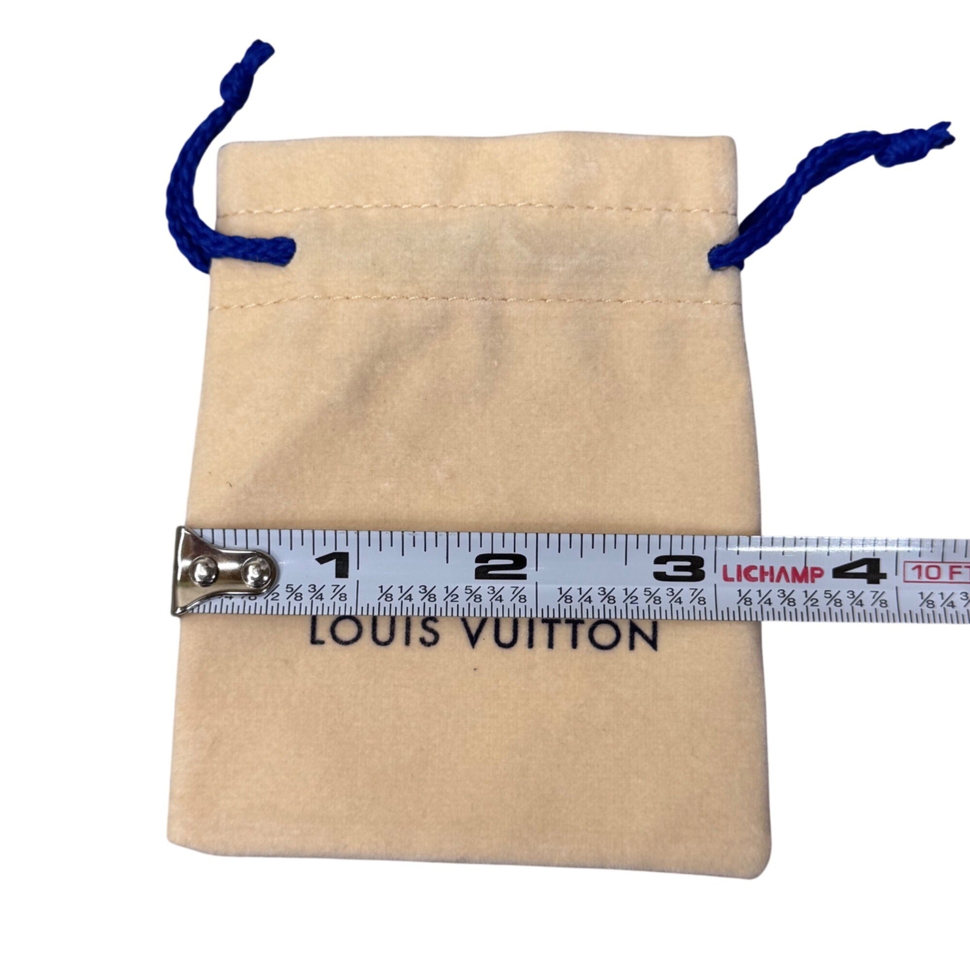 Louis Vuitton Beige Drawstring Dust Bag Blue Cord Jewelry Or Accessories 3 X 4"