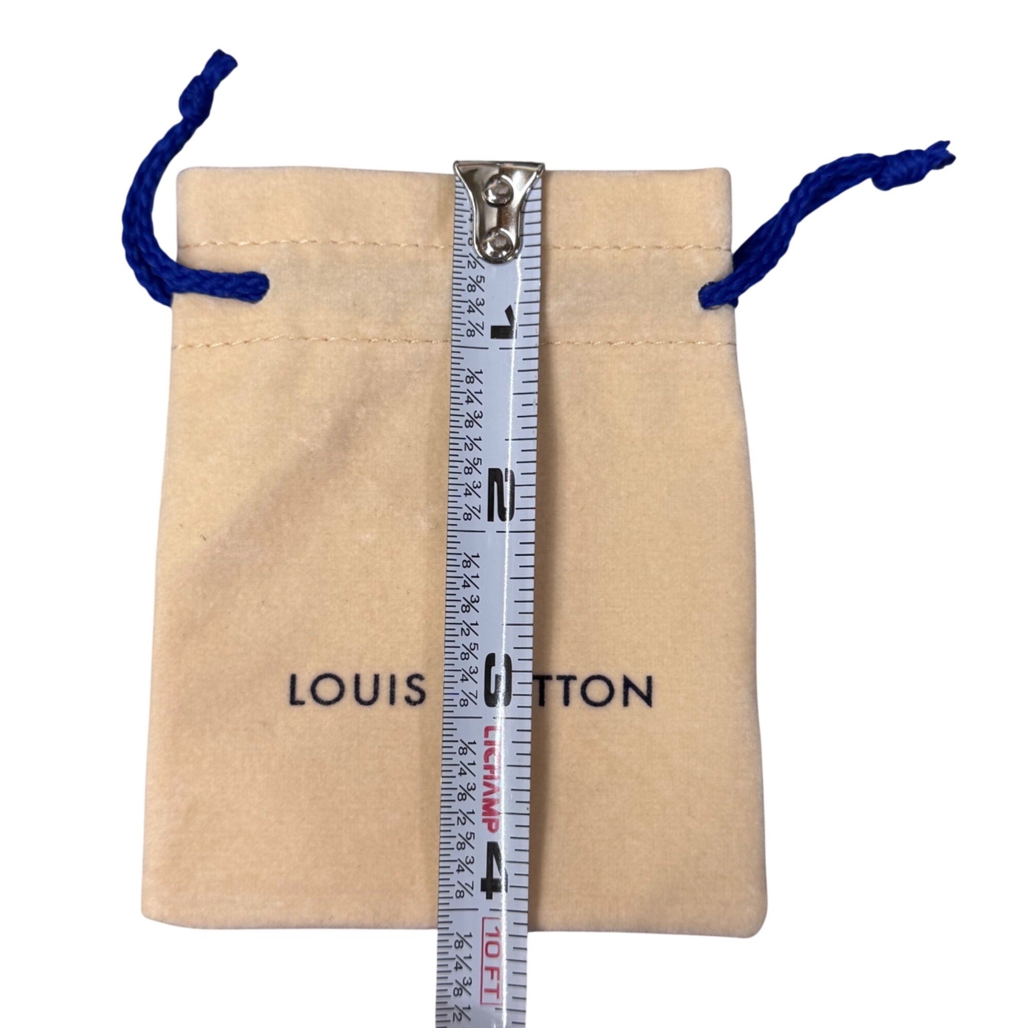 Louis Vuitton Beige Drawstring Dust Bag Blue Cord Jewelry Or Accessories 3 X 4"