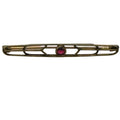 Art Deco Lines Gold Washed Bar Brooch Pin Ruby Crystal Prong Set Old Vintage 2"