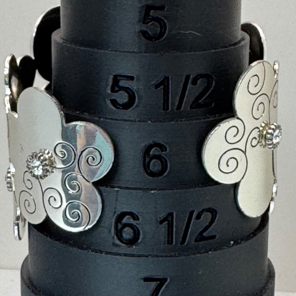 Brighton Florenza Necklace Braclet Cuff Set Silver Floral Jewelry Set With Pouch