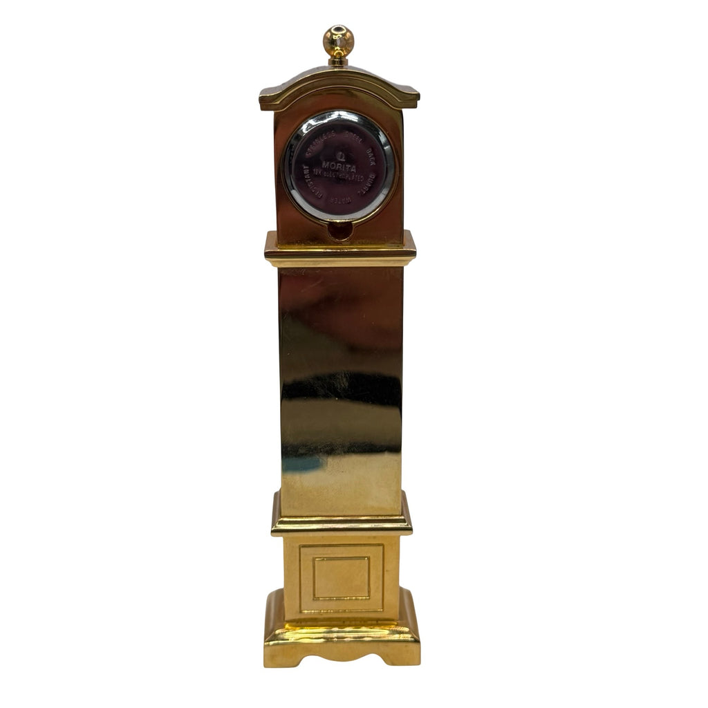 1988 Vintage Morita Miniature Grandfather Clock Gold Tone Quartz 12k GE Japan