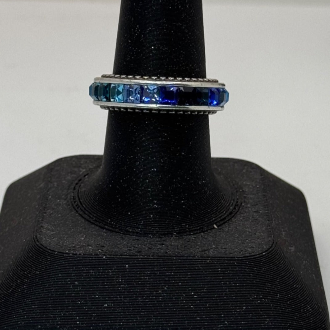 Brighton Spectrum Blue Set Crystal Necklace Bracelet Earrings Ring Size 8