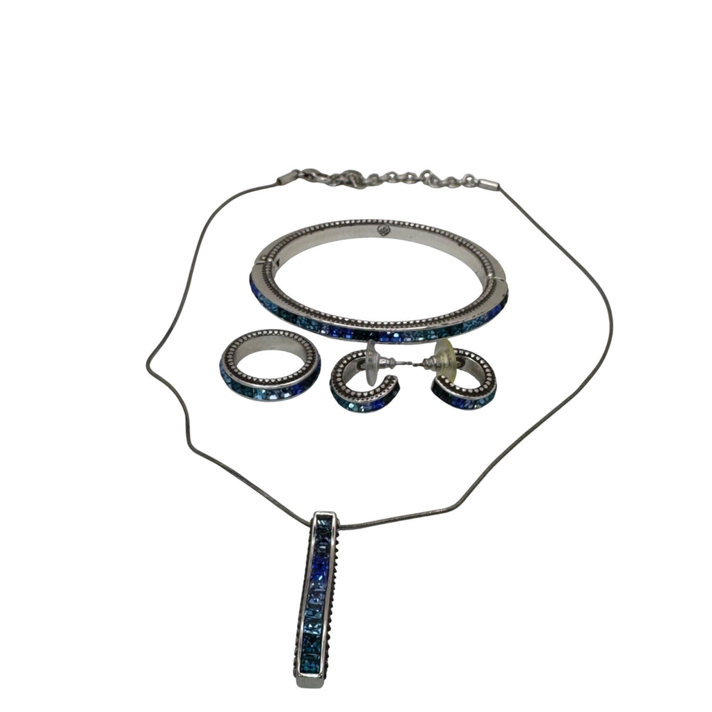 Brighton Spectrum Blue Set Crystal Necklace Bracelet Earrings Ring Size 8