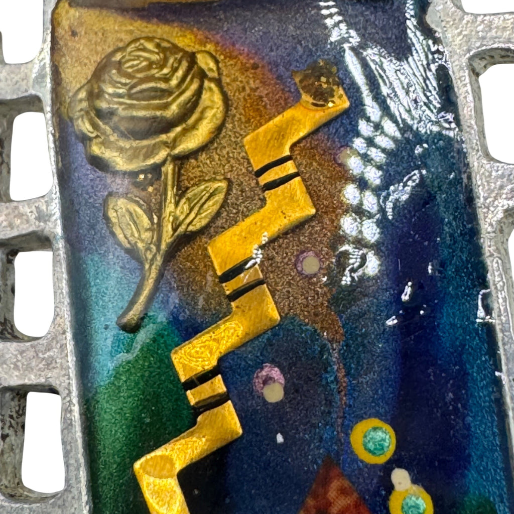 Vintage Yossi Steinberg Israel Abstract Pin Brooch Movie Reel Film Strip Enamel