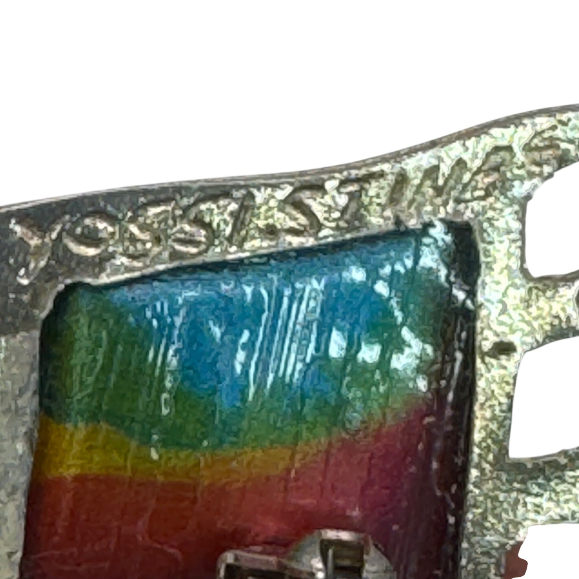 Vintage Yossi Steinberg Israel Abstract Pin Brooch Movie Reel Film Strip Enamel