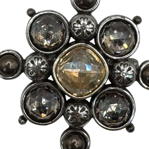 Brighton Serena Venus Rising Silver-Tone Starburst Pin Brooch Faceted Clear 2"