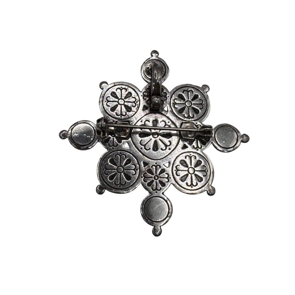Brighton Serena Venus Rising Silver-Tone Starburst Pin Brooch Faceted Clear 2"
