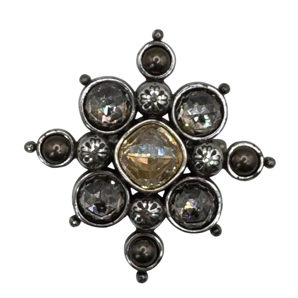 Brighton Serena Venus Rising Silver-Tone Starburst Pin Brooch Faceted Clear 2"