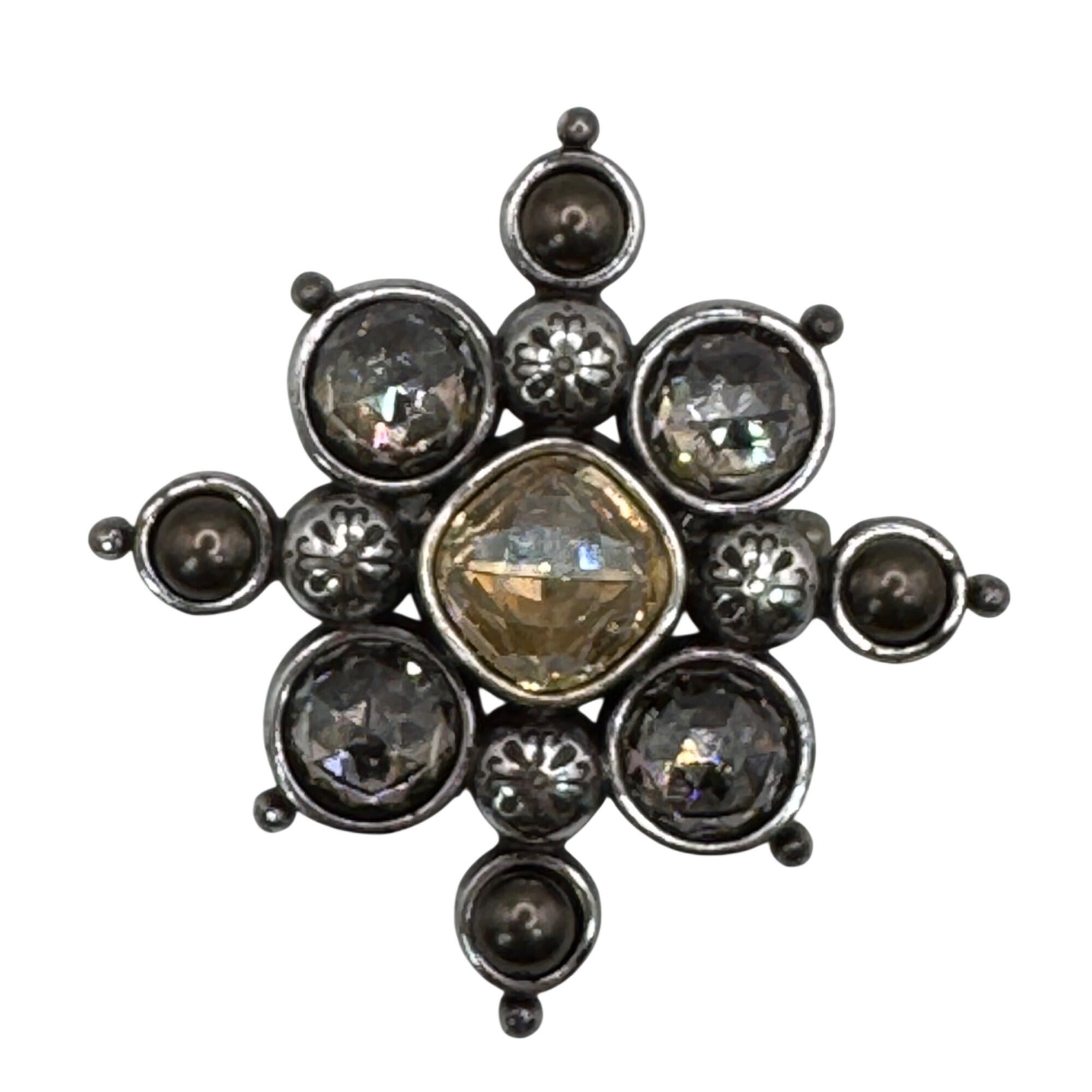 Brighton Serena Venus Rising Silver-Tone Starburst Pin Brooch Faceted Clear 2"