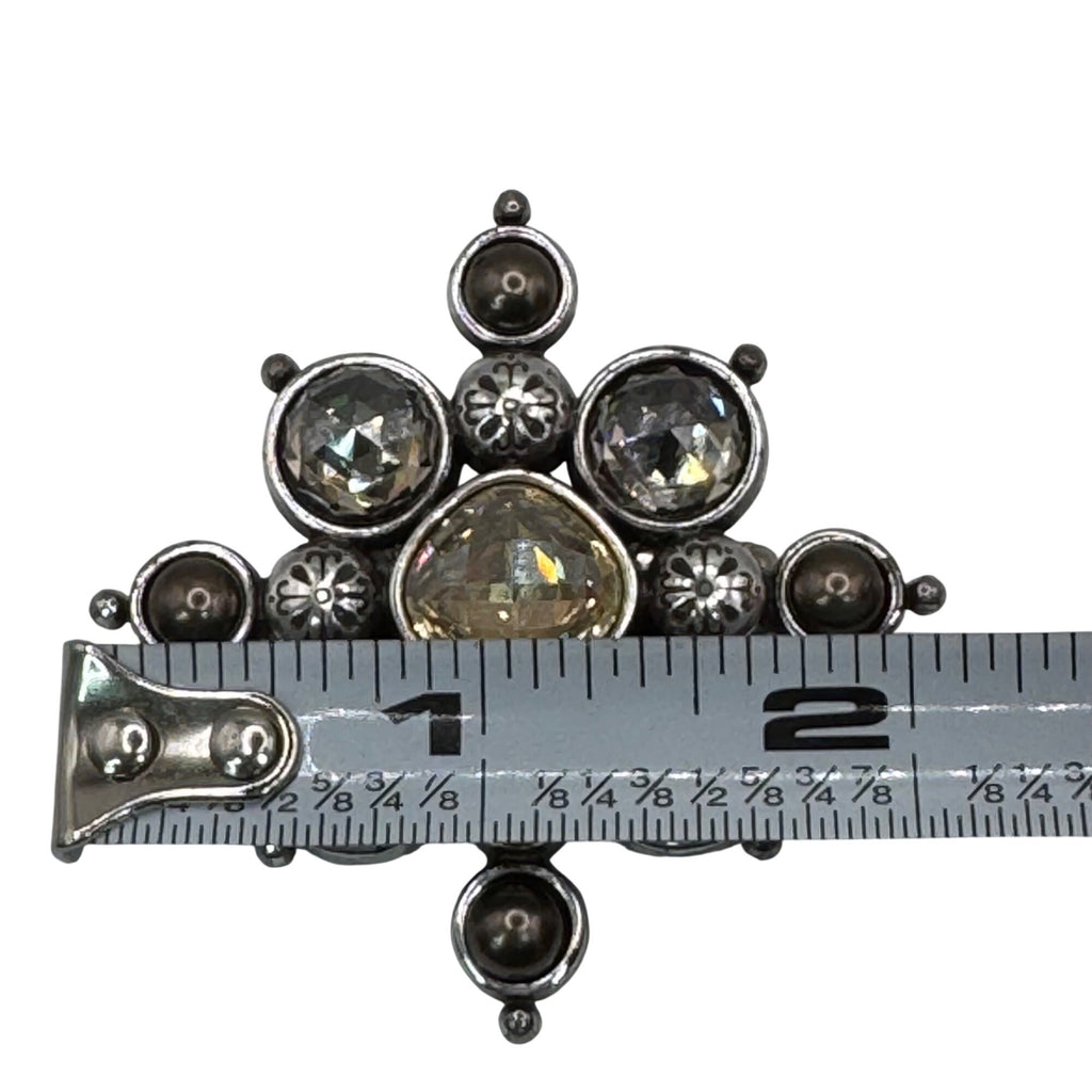 Brighton Serena Venus Rising Silver-Tone Starburst Pin Brooch Faceted Clear 2"