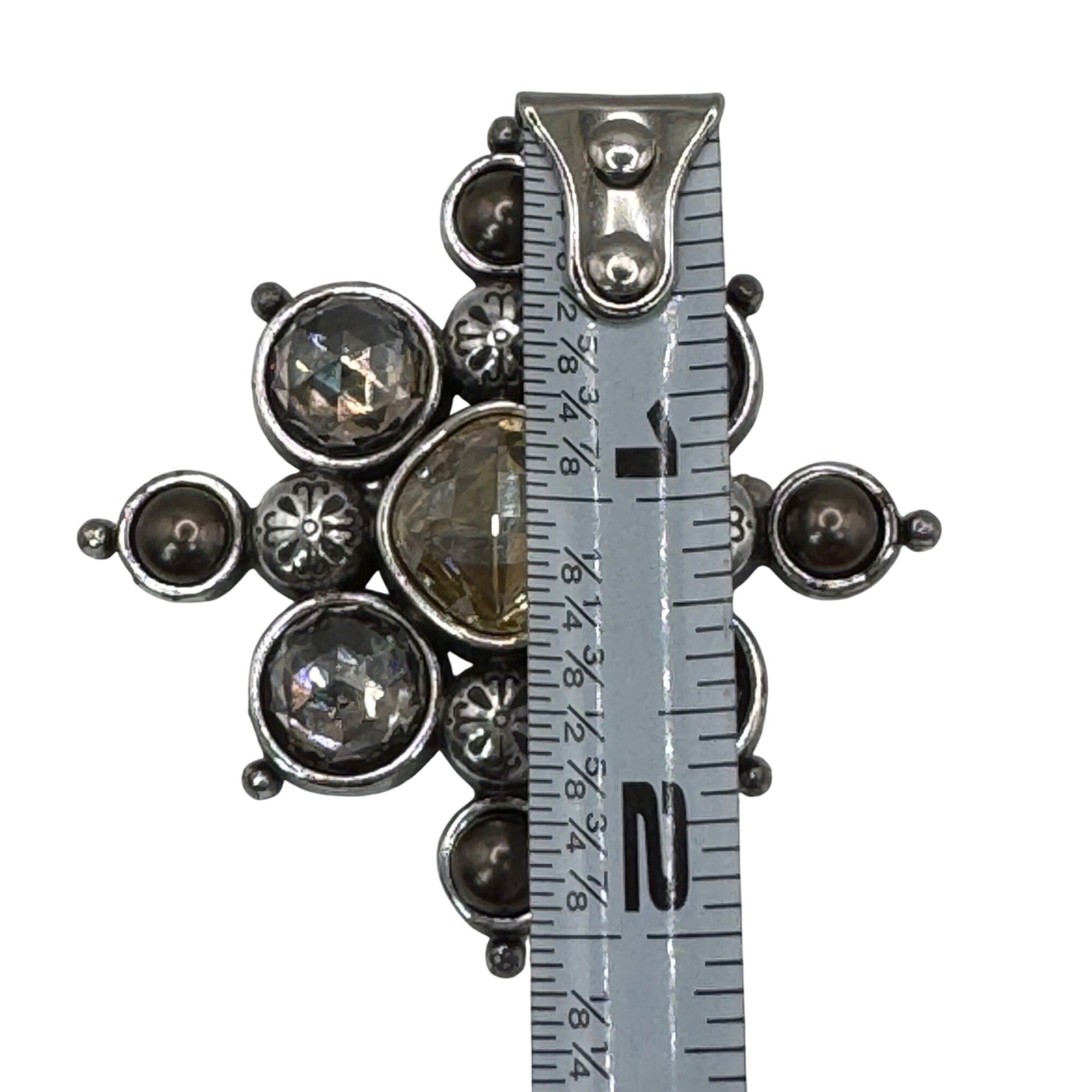 Brighton Serena Venus Rising Silver-Tone Starburst Pin Brooch Faceted Clear 2"