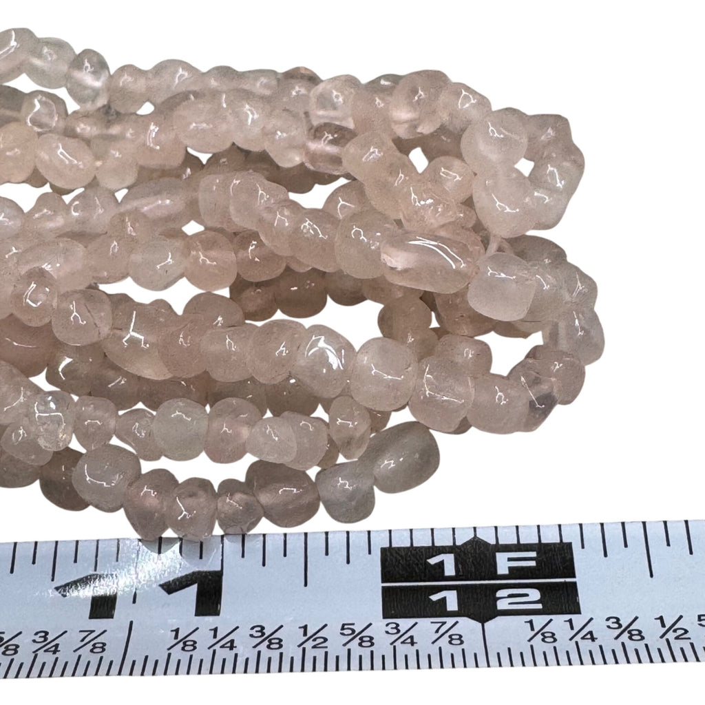 Vtg Multi-Strand Rose Quartz Beaded Necklace Carved Leaf Clasp 10K Gold Filled