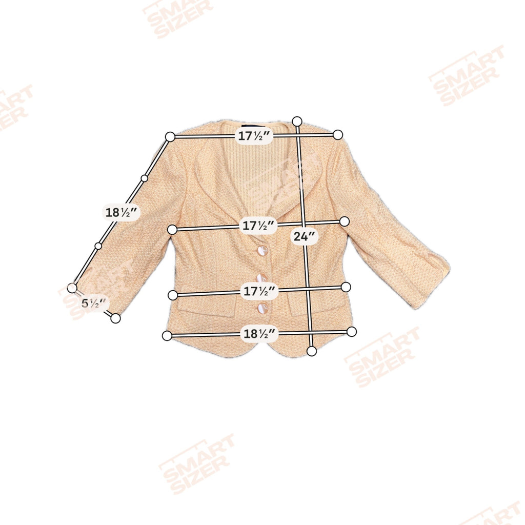St. John Peach Orange Textured Knit Blazer Jacket Size 12 3/4 Sleeves Button USA