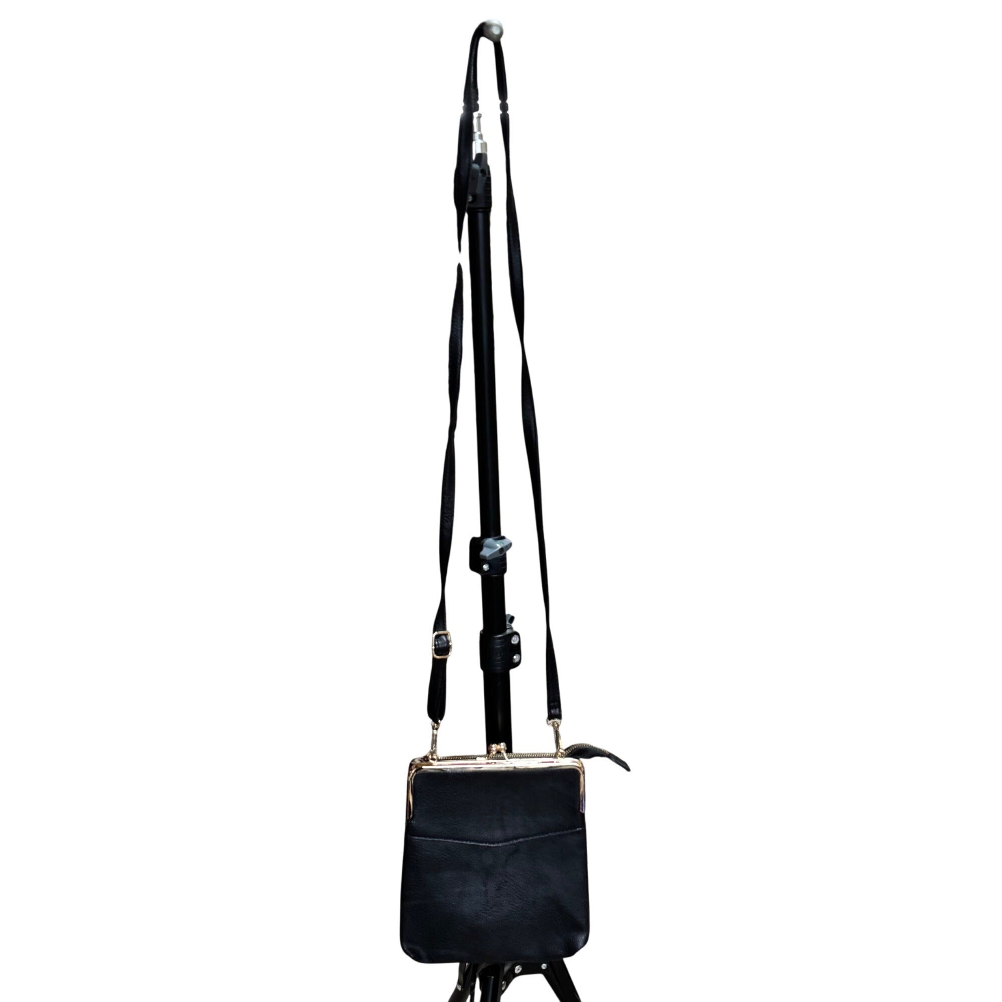 HOBO ALBA Navy Blue Crossbody Vegan Leather Bag Kiss Lock Frame Coin Purse Strap