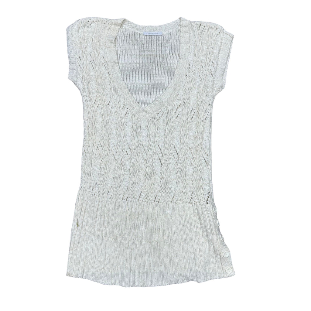 Vintage Charlotte Russe Sweater Womens Medium Ivory Beige Frost Mohair VNeck Y2K
