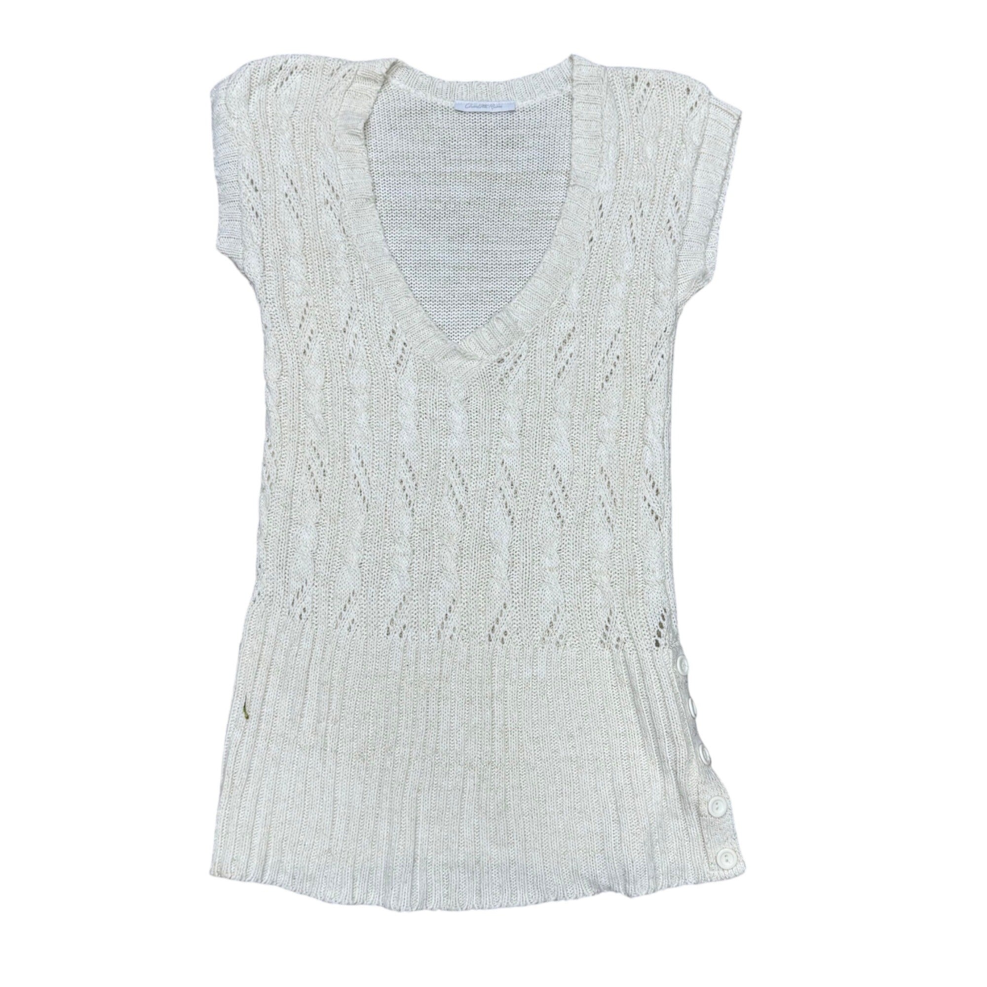 Vintage Charlotte Russe Sweater Womens Medium Ivory Beige Frost Mohair VNeck Y2K