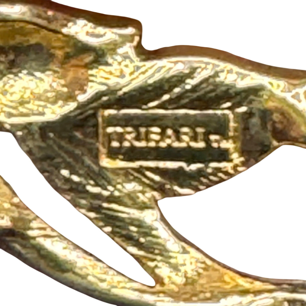 Vintage Trifari Gold-Tone Leaf Bracelet Laurel Pink Enamel 7" Signed New w/ Tag