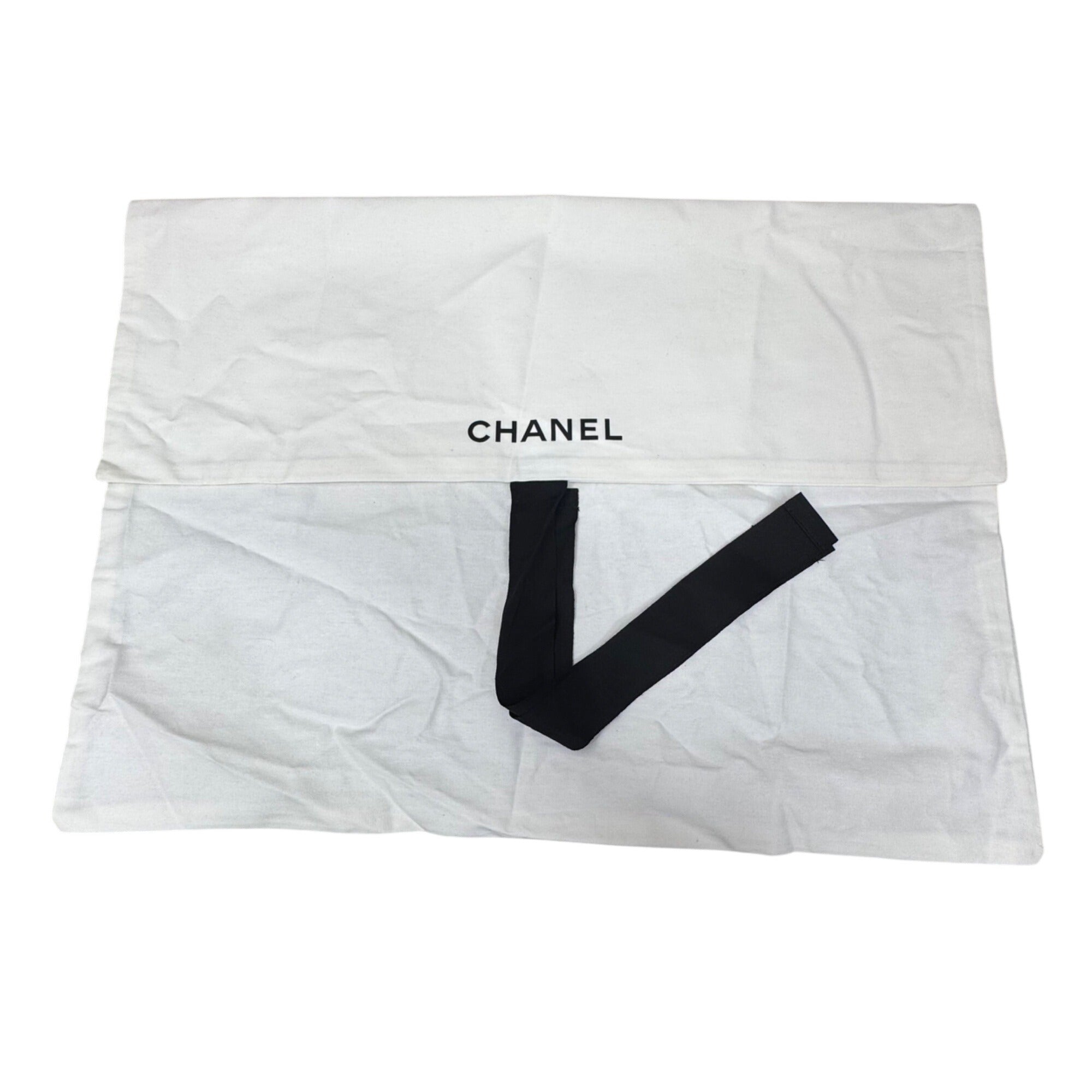 Chanel Dust Bag Envelope Black Tie Closure 18" X 13" Cotton Storage Bag Purse