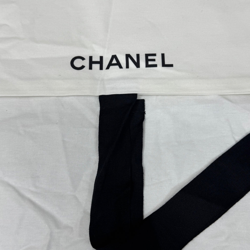 Chanel Dust Bag Envelope Black Tie Closure 18" X 13" Cotton Storage Bag Purse