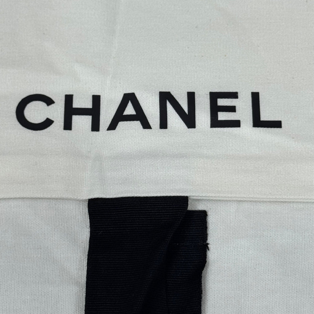 Chanel Dust Bag Envelope Black Tie Closure 18" X 13" Cotton Storage Bag Purse