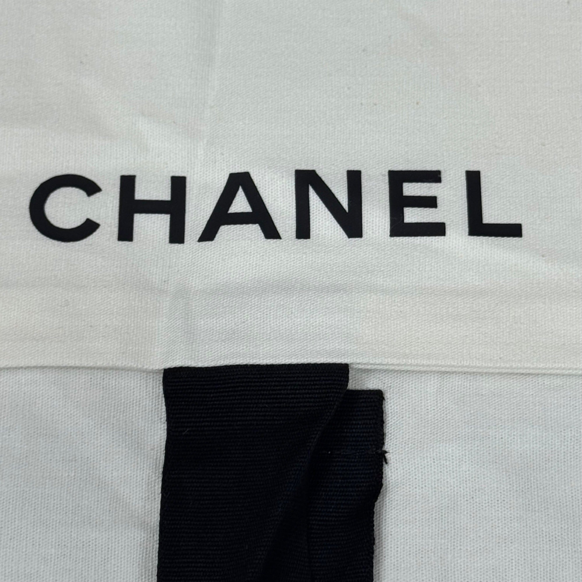 Chanel Dust Bag Envelope Black Tie Closure 18" X 13" Cotton Storage Bag Purse