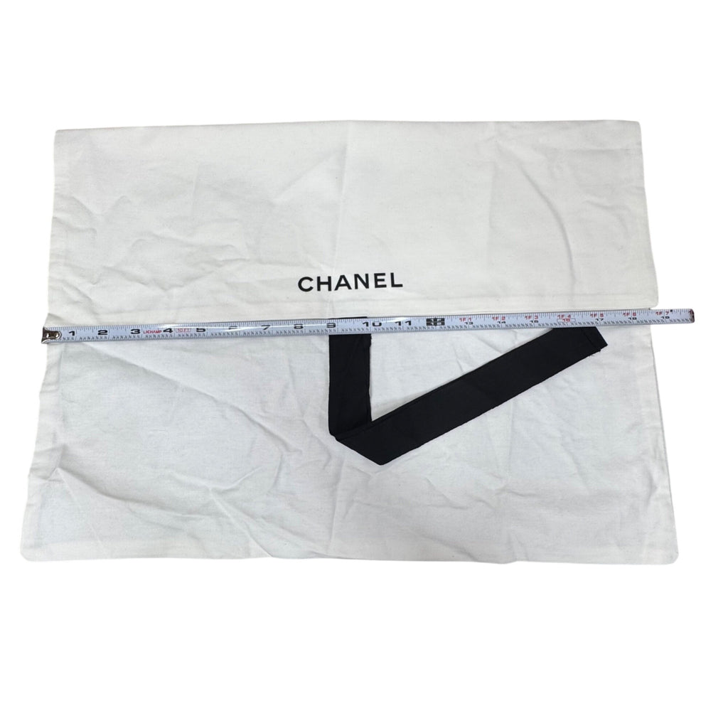 Chanel Dust Bag Envelope Black Tie Closure 18" X 13" Cotton Storage Bag Purse