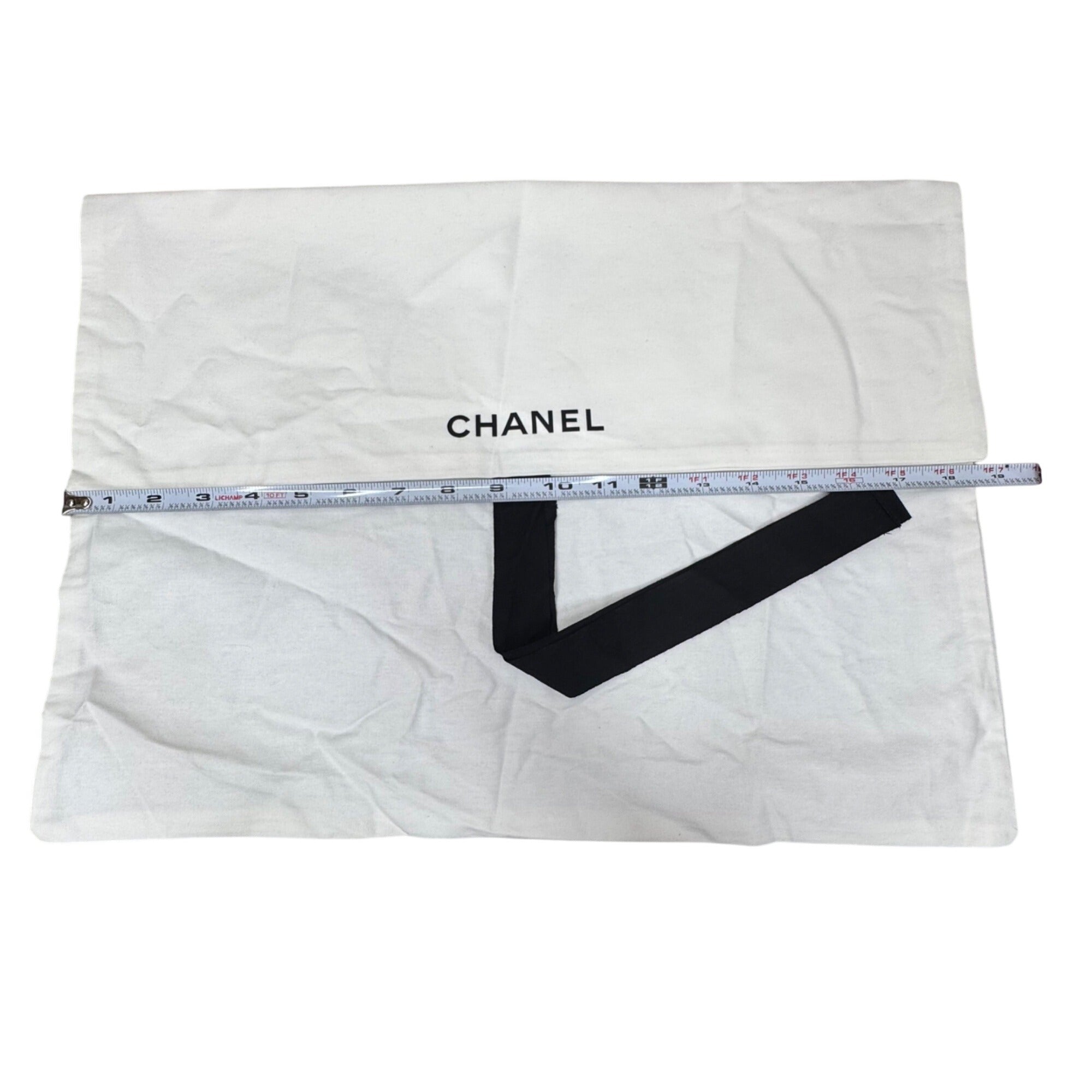 Chanel Dust Bag Envelope Black Tie Closure 18" X 13" Cotton Storage Bag Purse