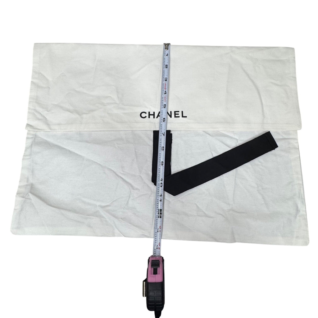 Chanel Dust Bag Envelope Black Tie Closure 18" X 13" Cotton Storage Bag Purse