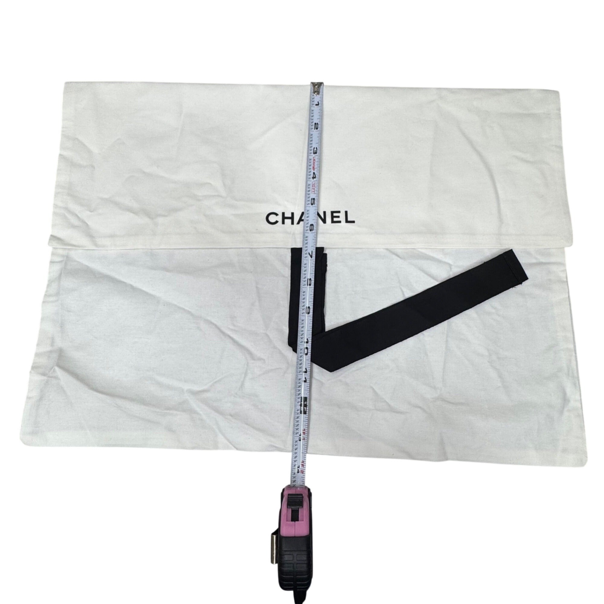 Chanel Dust Bag Envelope Black Tie Closure 18" X 13" Cotton Storage Bag Purse