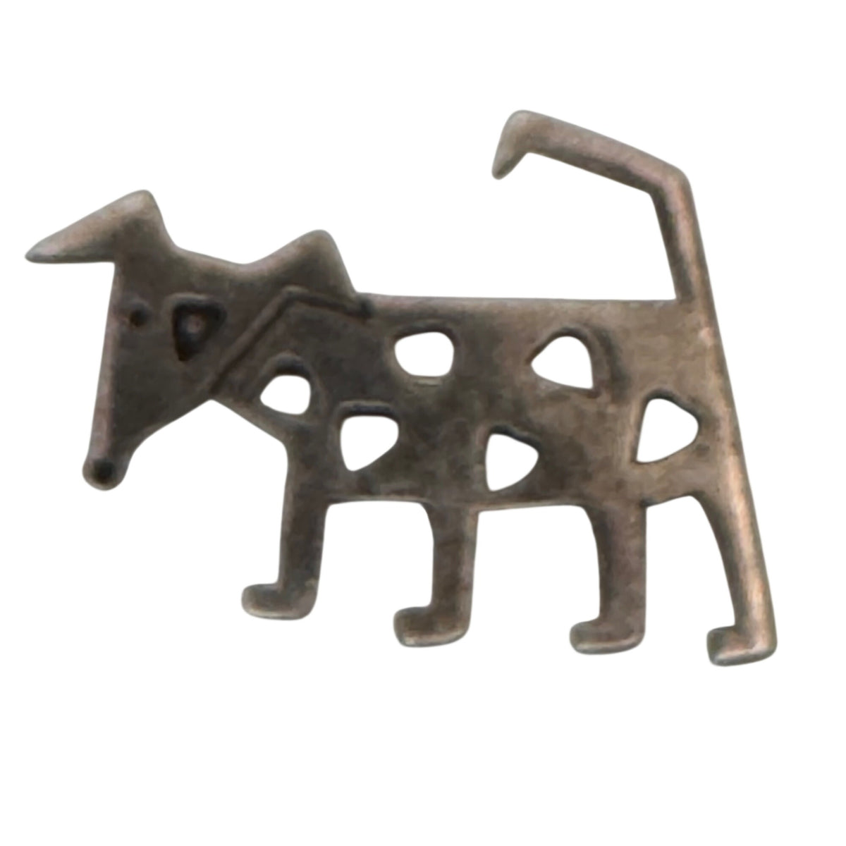 Sterling Silver Heart Dog Brooch Cutouts Handmade In Mexico Stamped .925 Terrier