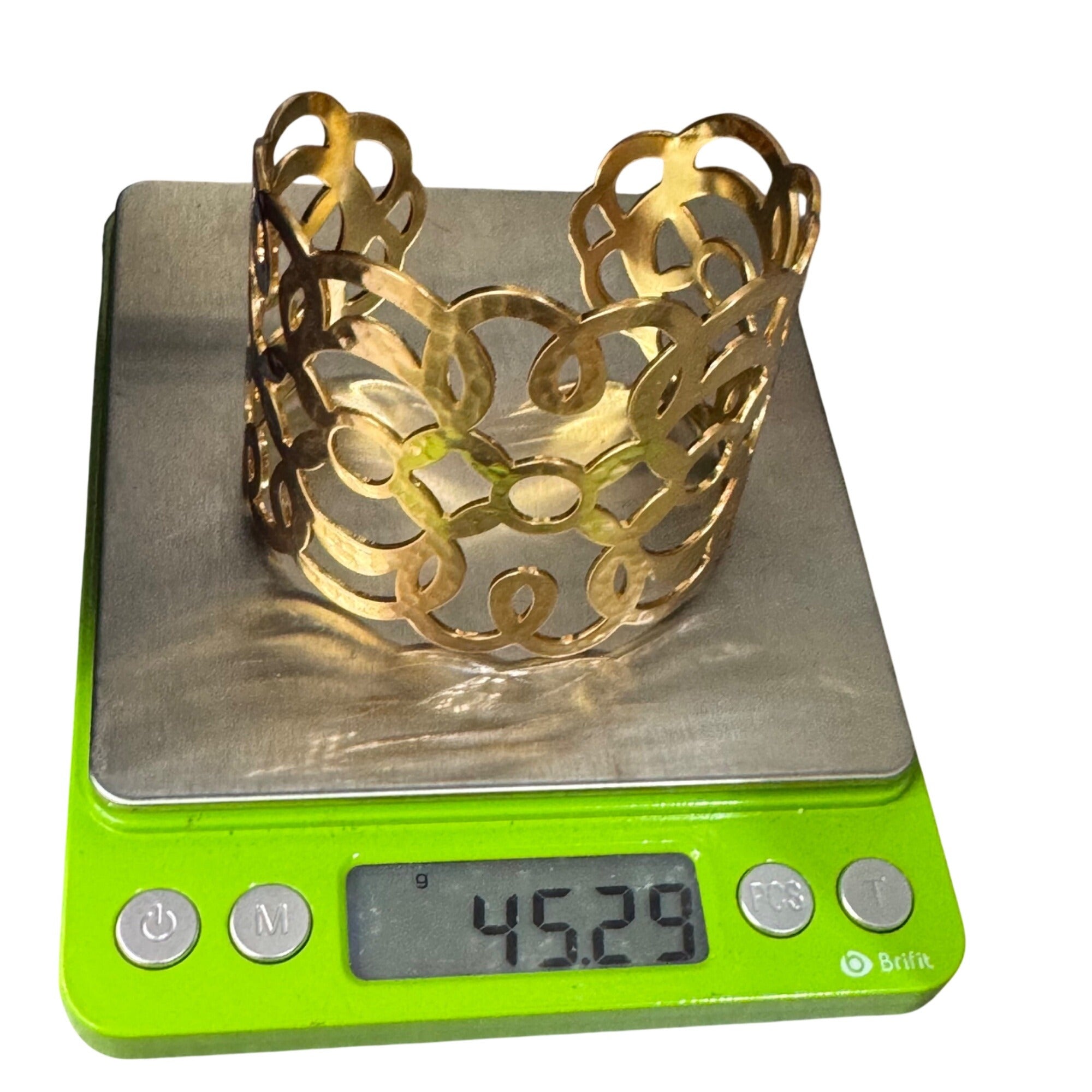 Brighton Gold-Tone Filigree Cuff Bracelet 6.25”Diameter Openwork Design Lightweight & Elegant Jewelry Accessory