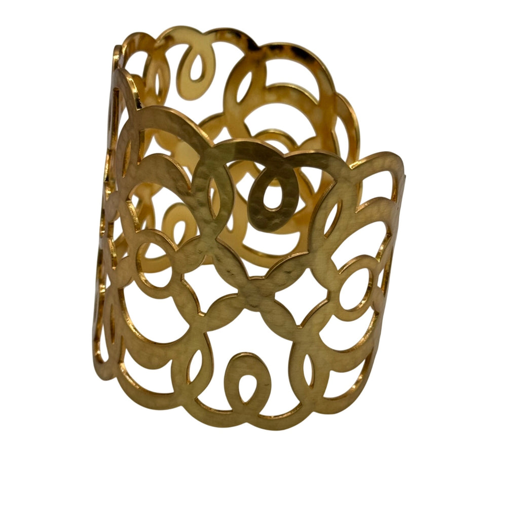 Brighton Gold-Tone Filigree Cuff Bracelet 6.25”Diameter Openwork Design Lightweight & Elegant Jewelry Accessory