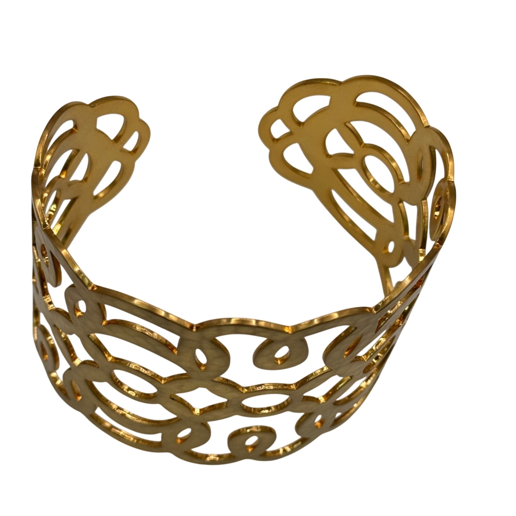 Brighton Gold-Tone Filigree Cuff Bracelet 6.25”Diameter Openwork Design Lightweight & Elegant Jewelry Accessory