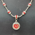 Brighton Red Silver Heart Pendant Necklace Enamel Bead 18" Boho Y2K RARE Retired