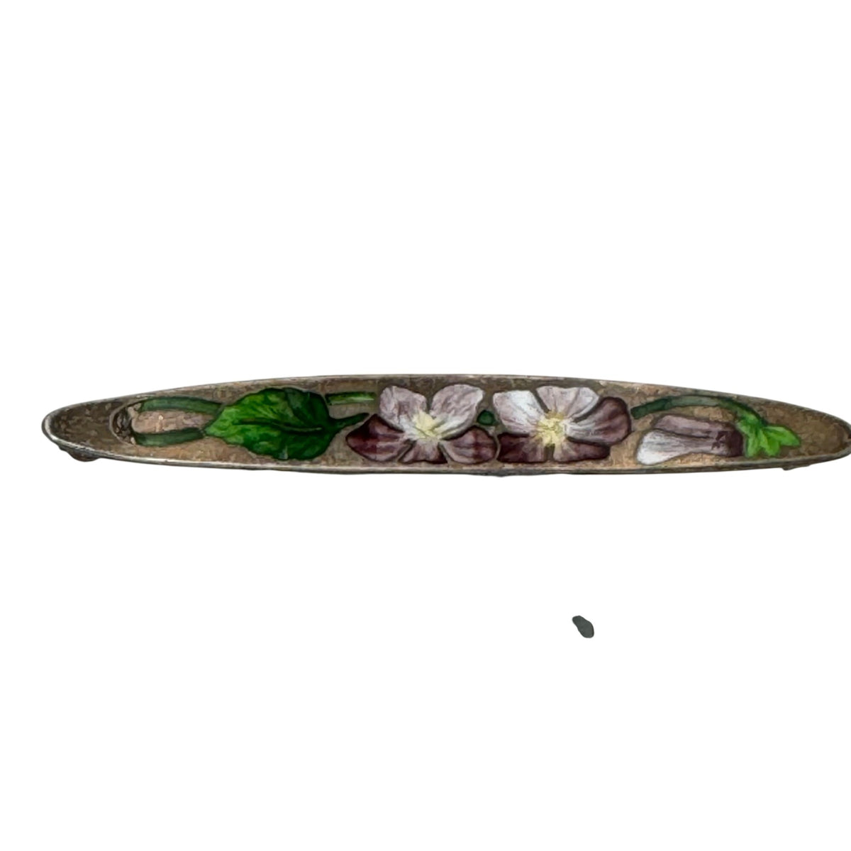 Vintage Sterling Silver Floral Brooch With Hand-Painted Enamel Flowers & Leaves 2.50 Inches 5.16g