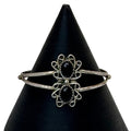 Southwest Onyx Sterling Silver Cuff Bracelet Black Onyx Scrollwork Vintage  6"