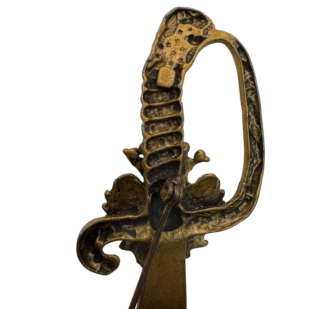 Georgian Scimitar Sword Dagger Pin Brooch Vintage Large 4" Serpent Snake Handle