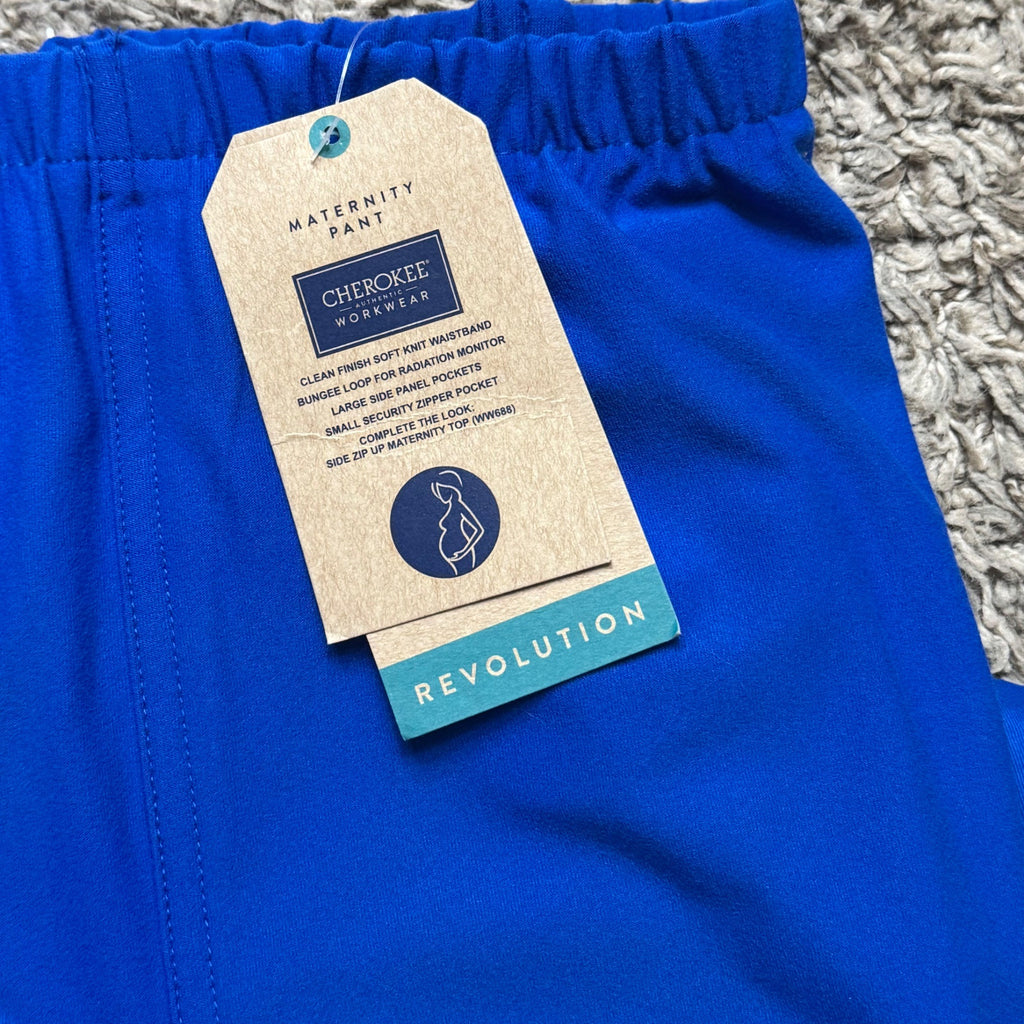 Cherokee Workwear Revolution Maternity Pants XS Navy & Royal Blue Panel  Pockets