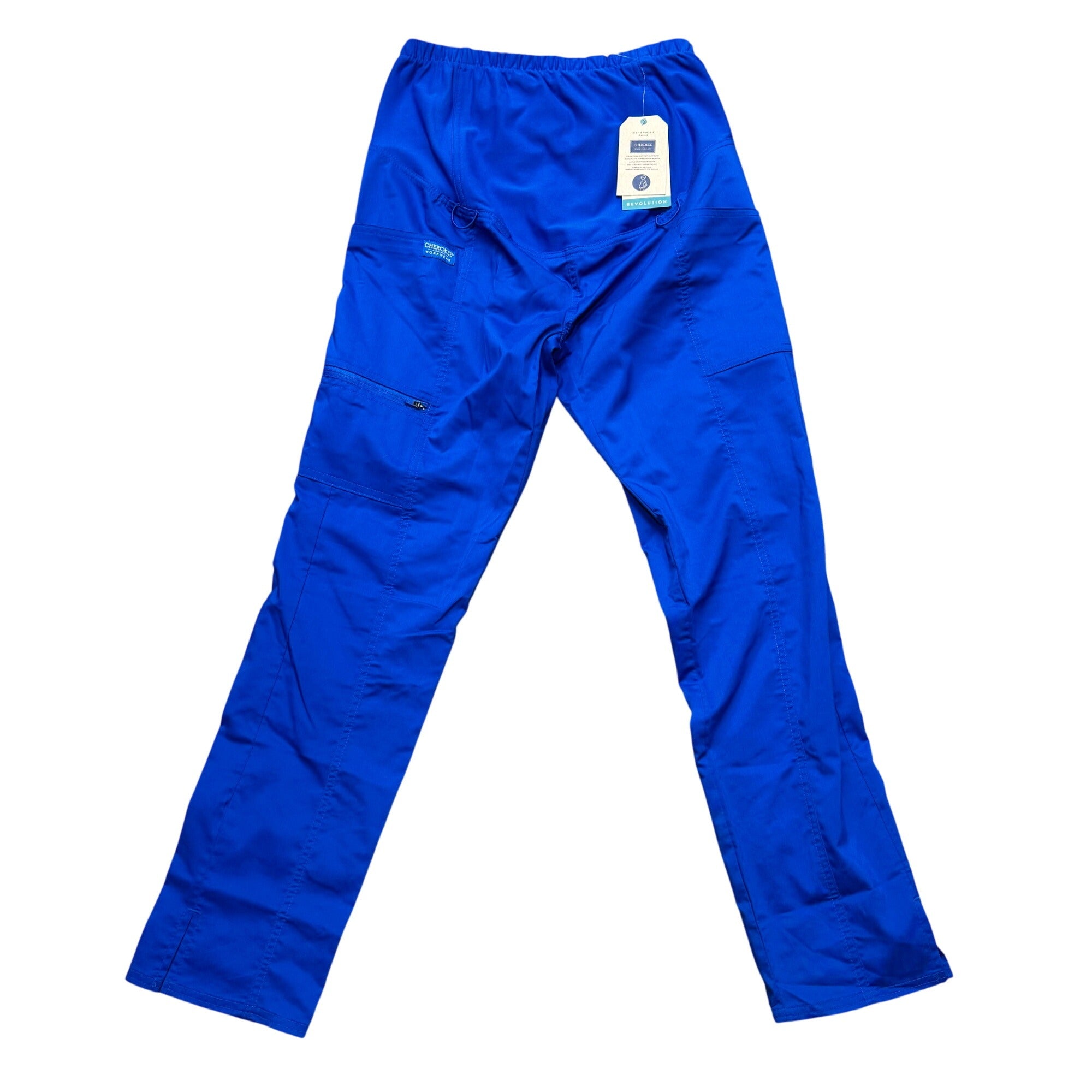Cherokee Workwear Revolution Maternity Pants XS Navy & Royal Blue Panel  Pockets