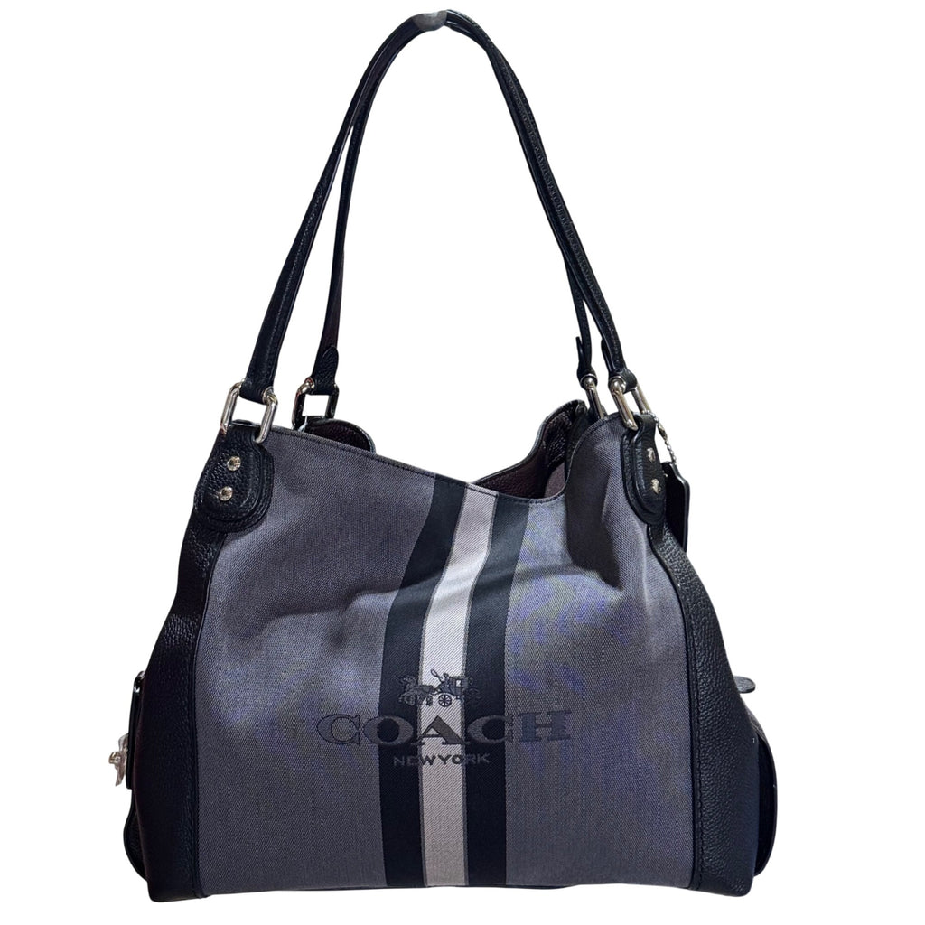 Coach Horse & Carriage Edie Jacquard Dust Bag Black Gray Shoulder Bag Purse NEW