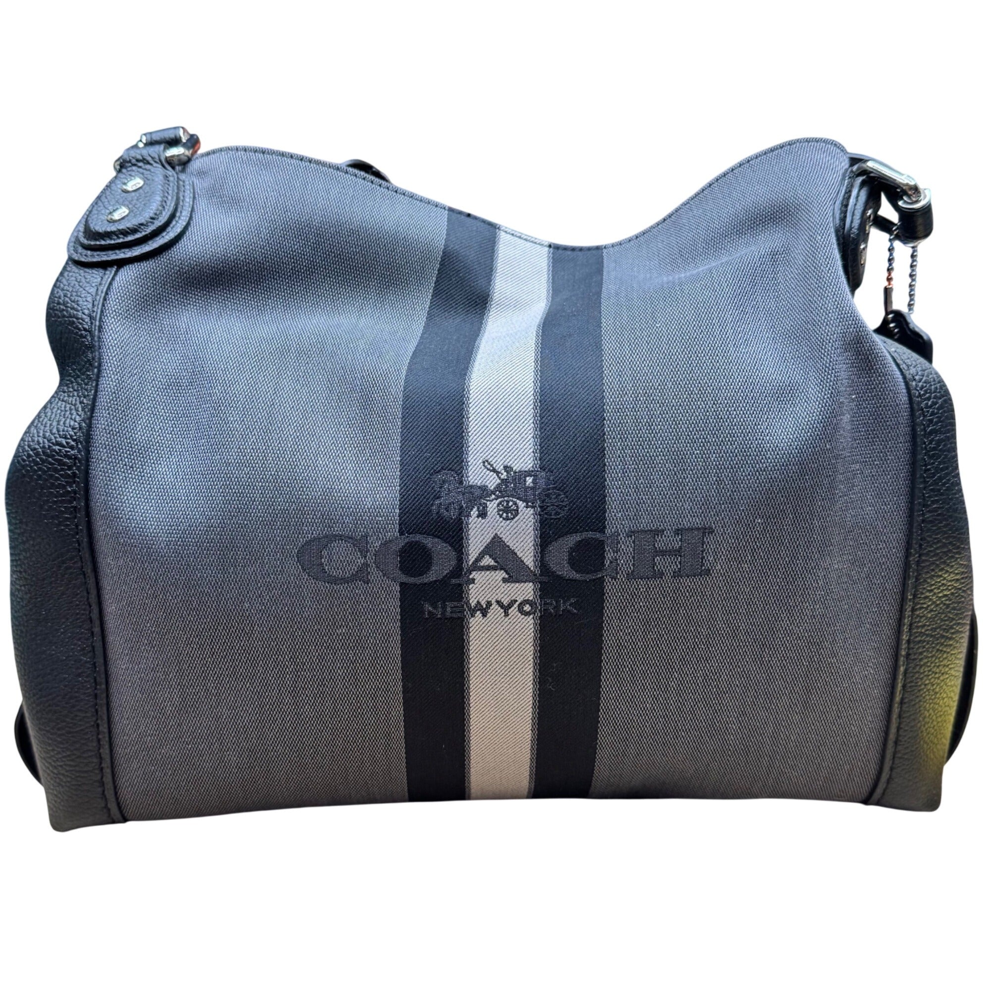 Coach Horse & Carriage Edie Jacquard Dust Bag Black Gray Shoulder Bag Purse NEW