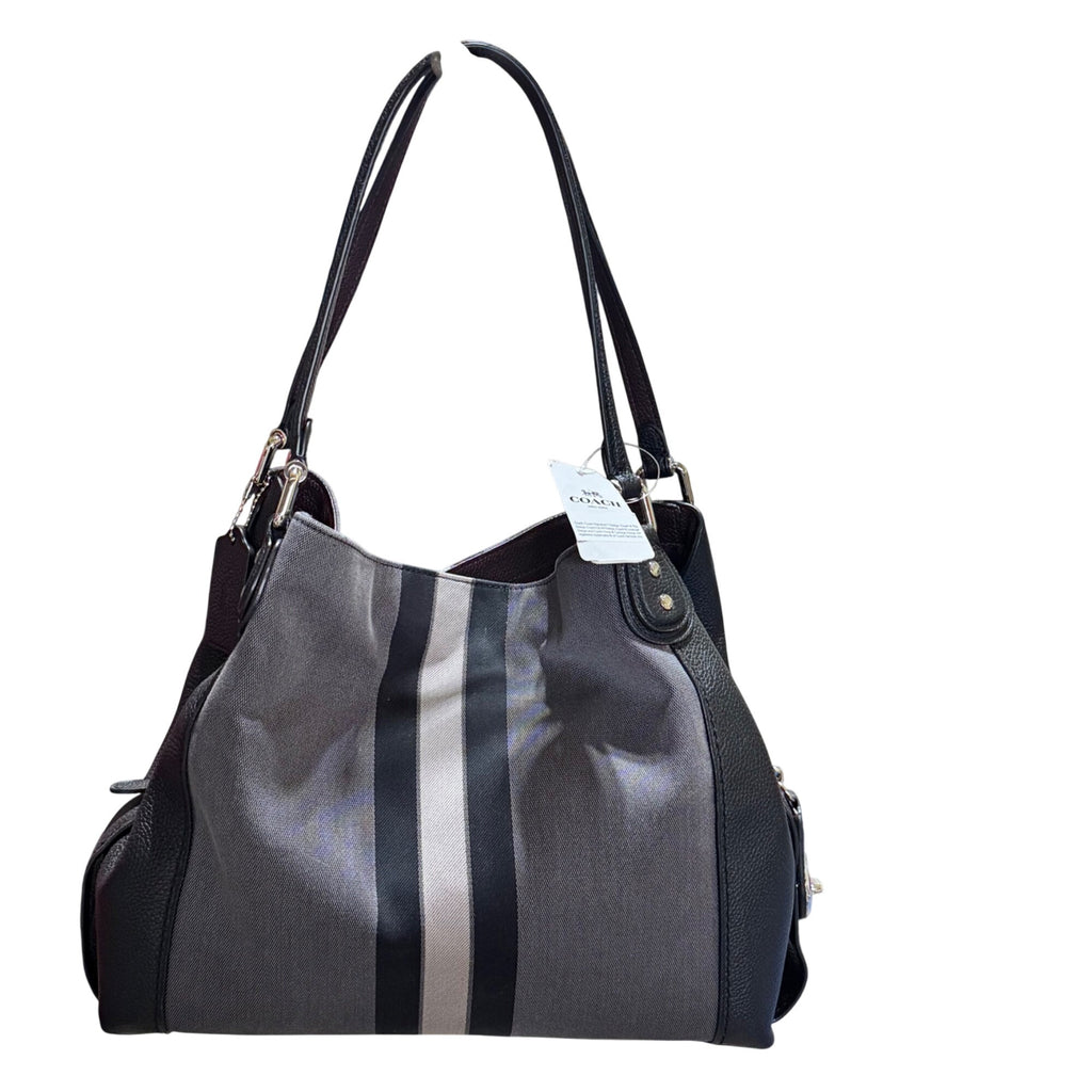Coach Horse & Carriage Edie Jacquard Dust Bag Black Gray Shoulder Bag Purse NEW