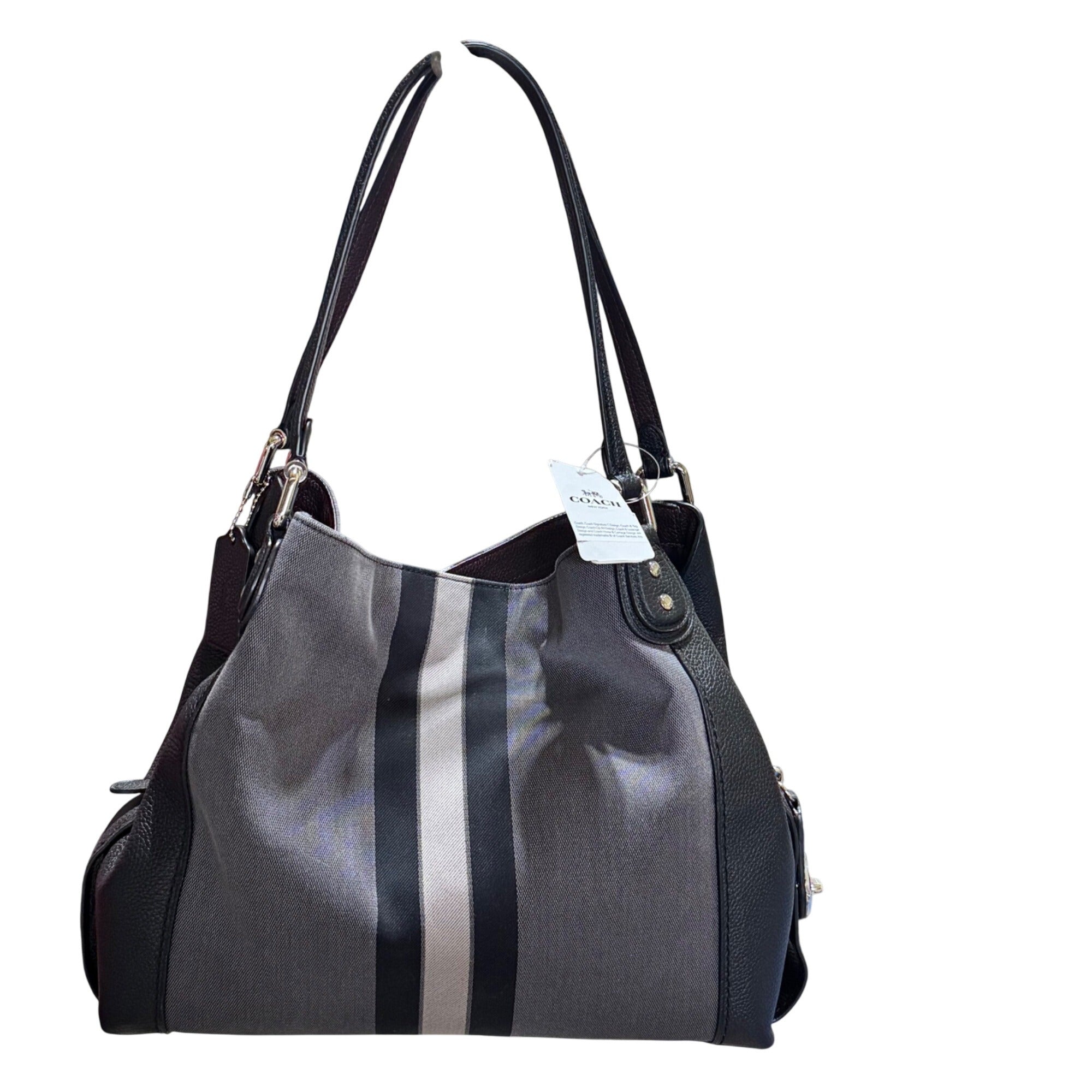 Coach Horse & Carriage Edie Jacquard Dust Bag Black Gray Shoulder Bag Purse NEW