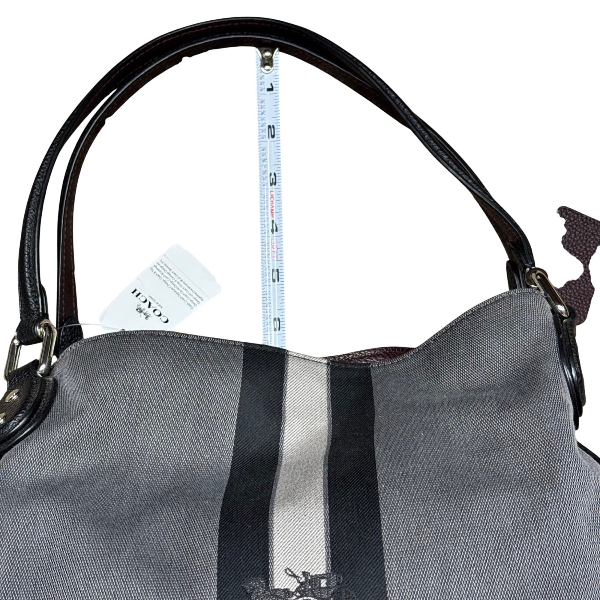Coach Horse & Carriage Edie Jacquard Dust Bag Black Gray Shoulder Bag Purse NEW