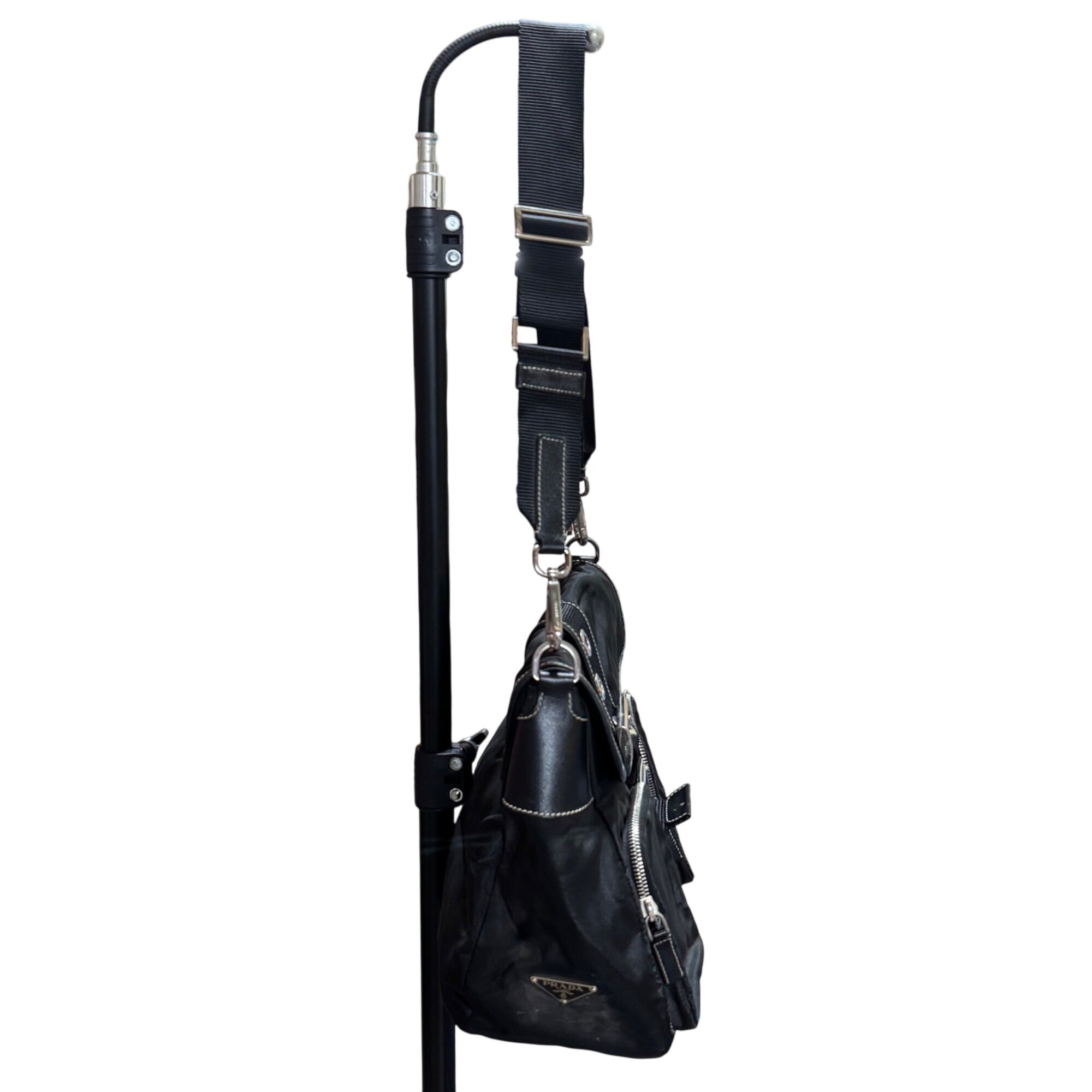 Prada Messenger Bag Black Nylon Saffiano Vela Purse Handbag w/ Dustbag Tessuto